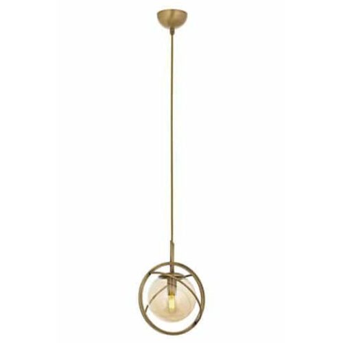 Elegáns vintage csillár, fém test üvegsapkával, 100 cm magasság, 22 cm átmérő, E14 foglalat, réz kivitel | Modern Glam és skandináv design