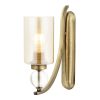 Elegáns fali lámpa fém házzal és üvegkupakkal, régies réz, 32 cm hosszú | E27 aljzat, IP20, 220-240V | Tökéletes modern és Glam terekbe