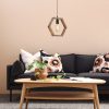 Ipari csillár, állítható magasság 30-70 cm, 25 cm méret, 100% gyertyán és fém, E27 Max 40W, dió és fekete | Stílusos világítás modern terekbe