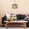 Elegáns állítható csillár, 100% gyertyán és fém, 20-50 cm magas, E27 foglalat, dió és fekete | Modern rusztikus dizájn otthoni dekorációhoz