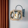 Stílusos fali lámpa, 30 cm magas, dió és fekete, E27 Max 40W | 100% FENYŐFA és fémváz | Modern kubizmus/szürrealizmus design rusztikus terekhez