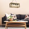 Elegáns dió és fekete csillár, 60 x 25 cm, 100% FENYŐFA és fém, állítható magasságú, E27 Max 40W | Modern rusztikus dizájn otthoni dekorációhoz