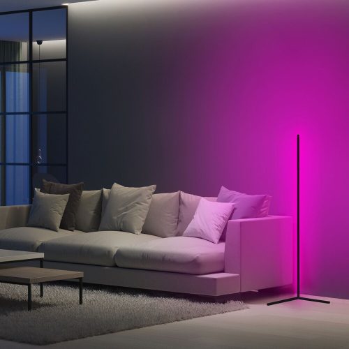 Modern lila állólámpa, 120 cm magas, alumínium ház, 600 lumen, 12 W, elektrosztatikus bevonat, C típusú foglalat, tökéletes otthoni és irodai dekorációhoz