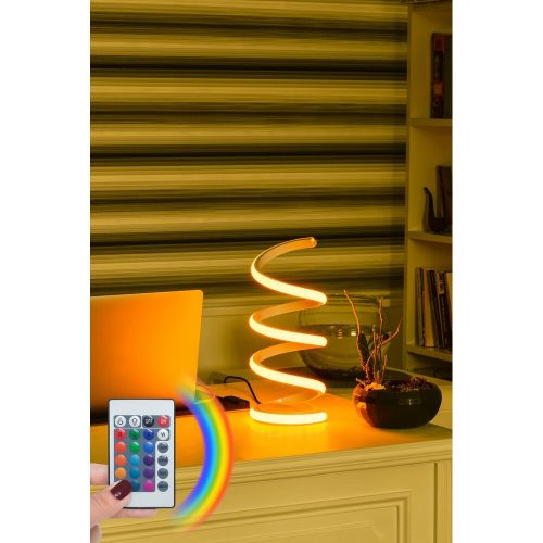 Modern asztali lámpa távirányítóval, 16 szín és 4 mód, 100% alumínium, 35 cm magas, 250 cm vezeték, A+ energia besorolású, stílusos és funkcionális kialakítás