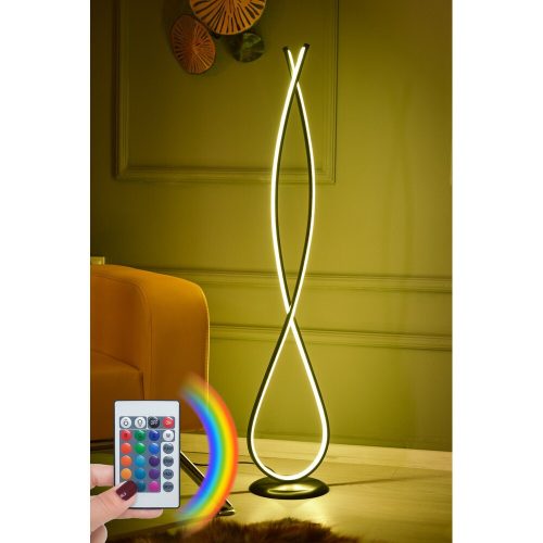 Modern állólámpa távirányítóval, 100% alumínium, 125 cm magasság, 16 szín és 4 mód, A+ energia besorolás, 250 cm vezeték, stílusos és funkcionális világítási megoldás