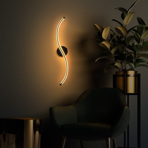Stílusos fekete fali lámpa, fém ház, 67 cm magasság | Integrált LED 16W 3000K | Tökéletes modern dekorációhoz, IP20-as besorolású, letisztult kialakítás bármely helyiségben