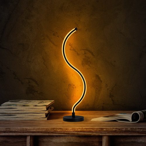 Elegáns fekete asztali lámpa, fém ház, 57 cm magasság, 13 cm talp, 16W LED 3000K, 80 CRI, 200 cm kábel, be-/kikapcsoló | Modern dekorációhoz tökéletes