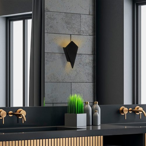 Modern fekete fali lámpa, fém ház, 13 x 6 x 24 cm | IP20, G9 aljzat (max. 10 W) | Stílusos ipari és skandináv dizájn otthoni dekorációhoz