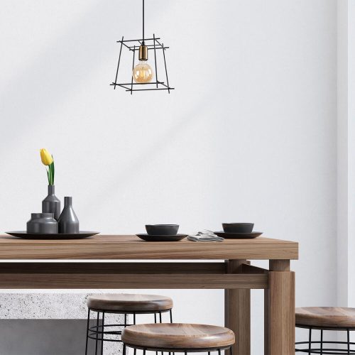 Ipari csillár fém testtel, állítható magasság 32-122 cm, fekete és antik bevonat, E27 aljzat, 90 cm kábel, tökéletes modern terekbe
