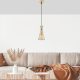 Elegáns fényes arany csillár, fém test, állítható magasságú, 15 x 15 x 125 cm | E27 aljzat, max 40W | Modern Glam Design otthoni és irodai használatra