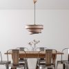 Elegáns világosbarna csillár, állítható magasságú 30-120 cm, fém test, szövet sapka, Ø40/32/22 | Tökéletes modern lakóterekhez, stílusos és funkcionális kialakításhoz
