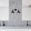 Modern fali lámpa, fekete-arany, 55 x 27 x 20 cm | Fém ház, IP20, 2 x E27 Max 40W | Stílusos ipari és skandináv dizájn otthoni dekorációhoz