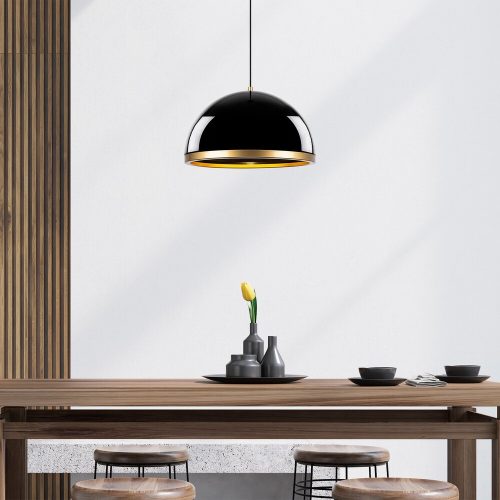 Elegáns fekete-arany csillár, 40 x 40 x 30 cm, állítható magasság 120 cm-ig | Fém ház, IP20, E27 Aljzat | Tökéletes Glam és skandináv dekorációhoz