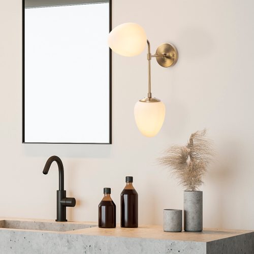 Vintage fali lámpa, fém ház, üvegkupakkal, 46 cm magasság | IP20, E14 aljzat, bohém és skandináv design | Tökéletes otthoni és szállodai dekorációhoz