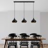 Elegáns fekete csillár, fém test, állítható magasság 38-126 cm, 140 x 30 cm | 3 x E27 aljzat, IP20 | Tökéletes modern lakóterekbe és étkezőkbe