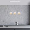 Elegáns skandináv csillár, fehér és arany, 62 x 17 x 110 cm | Fém test, állítható magasságú, 3 x E27 aljzat | Modern világítás otthoni dekorációhoz