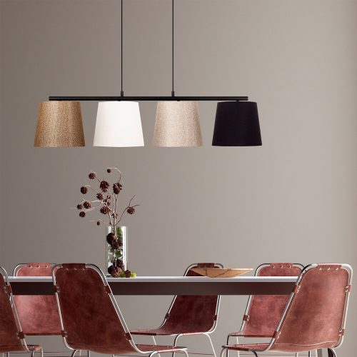 Elegáns skandináv csillár, fém test, fekete-arany, 148 x 25 cm | Állítható magasság 48-125 cm | 4 db E27 aljzat, stílusos világítás modern terekbe