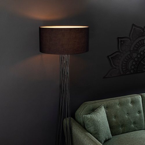 Elegáns fekete állólámpa, fém ház, 50 cm szélesség x 175 cm magasság | IP20, E27 Aljzat, 40W Max, 200 cm Kábel | Stílusos világítás modern terekbe