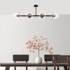 Modern ipari csillár, fekete és antik bevonat, 110 x 40 x 35 cm | Fém ház, üvegkupak, 6 x E14 foglalat | Stílusos világítás otthoni és irodai használatra