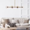 Elegáns vintage csillár, fém test és üveg sapka, állítható magasság 110 x 40 x 35-66 cm, 6 x E14 foglalat, réz kivitel | Modern Glam Design otthonra