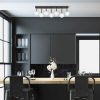 Modern csillár fém testtel és üvegsapkával, 82 x 10 x 26 cm | Fekete, antik és fehér | 7 x G9 aljzat, max 10 W | Stílusos skandináv dizájn otthoni dekorációhoz