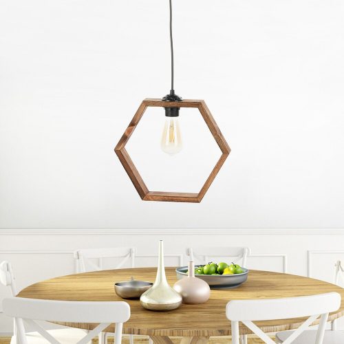 Elegáns fából készült csillár, barna, 30 cm sapka, 70 cm teljes magasság | Állítható kábel, E27 aljzat, max 40W | CE tanúsítvánnyal rendelkezik a modern lakberendezéshez