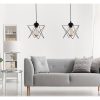 Ipari fémprizmás csillár (2 db), fekete, állítható magasságú 60 cm | E27 aljzat, max 40W | Stílusos világítás modern terekbe
