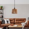 Elegáns teve színű csillár, fém test bambusz utánzat sapkával, 60 cm magas, CE minősítésű, E27 foglalat, tökéletes a modern dekorációhoz