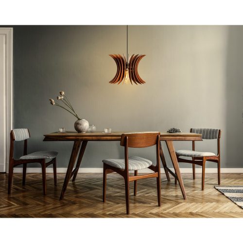 Elegáns gömbcsillár, dió színű, 60 cm magasság | Állítható kábel, E27 aljzat, 40W Max | Stílusos skandináv dizájn modern terekhez
