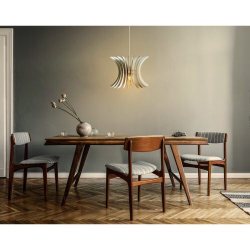 Elegáns fehér gömbcsillár, állítható magasság 60 cm, MDF ház, E27 foglalat Max 40W | Skandináv dizájn a modern lakberendezéshez