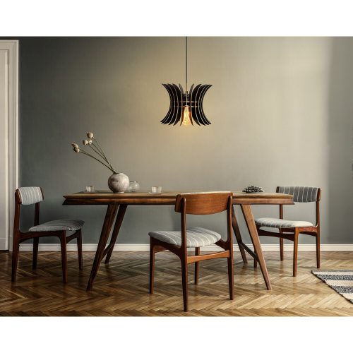 Elegáns fekete gömbcsillár, állítható magasságú 60 cm, MDF ház, E27 aljzat Max 40W | Modern skandináv dizájn a stílusos belső terekhez