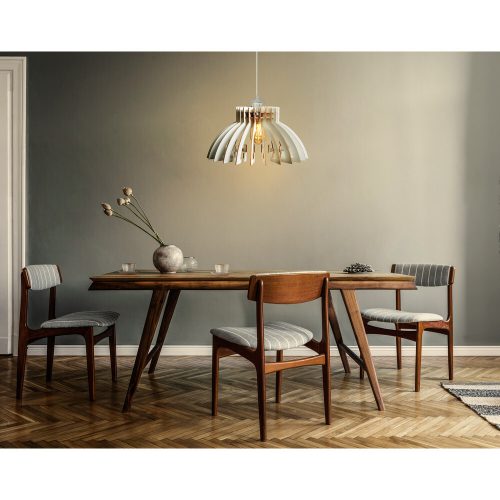 Elegáns fehér koronacsillár, állítható magasság 55 cm, 39 cm átmérő, E27 foglalat, MDF ház | Skandináv design modern terekhez