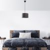 Stílusos antracit csillár, fém test, pamut sapka (30x30x18 cm), teljes magasság 65 cm, E27 foglalat Max 40W, CE minősítés | Elegáns világítás modern terekbe