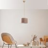Elegáns bézs csillár fém testtel, 30x30 cm pamut sapka, 65 cm teljes magasság, CE minősítés, E27 foglalat, max 40W | Modern dekorációhoz tökéletes