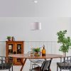 Elegáns szürke csillár, fém test, 30x30 cm pamut sapka, 65 cm teljes magasság, CE minősítés, E27 foglalat Max 40W | Tökéletes modern enteriőrbe