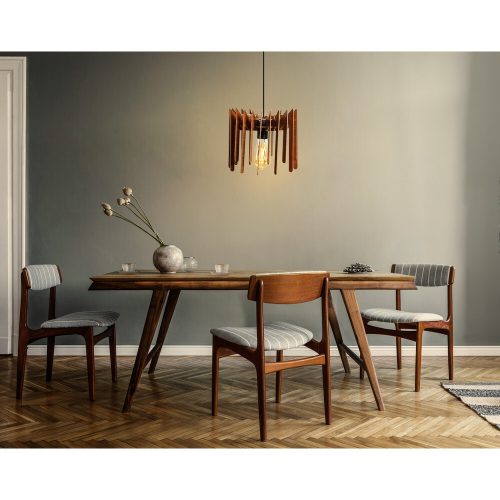 Skandináv cikcakk csillár, dió MDF, 55 cm magas, E27 aljzat, állítható kábel, stílusos világítás a modern lakberendezéshez | 40W max