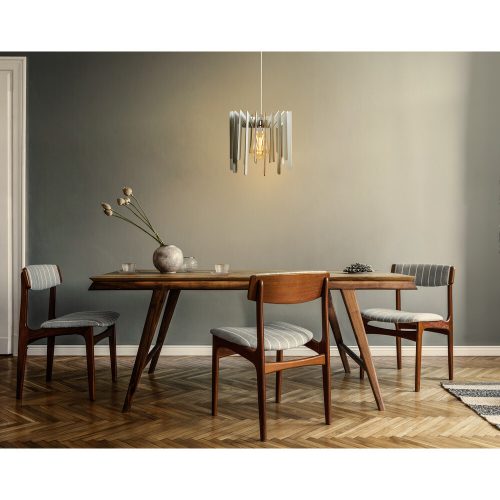 Elegáns cikcakk csillár, fehér MDF, 55 cm Magasság | Állítható kábel, E27 aljzat, max 40W | Tökéletes skandináv lakberendezéshez és modern terekhez