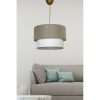Elegáns zöld-fehér csillár, fém test, 65 cm magas, CE minősítésű, E27 Socket Max 40W, Stílusos pamut sapka 30x30 cm | Modern terekbe tökéletes