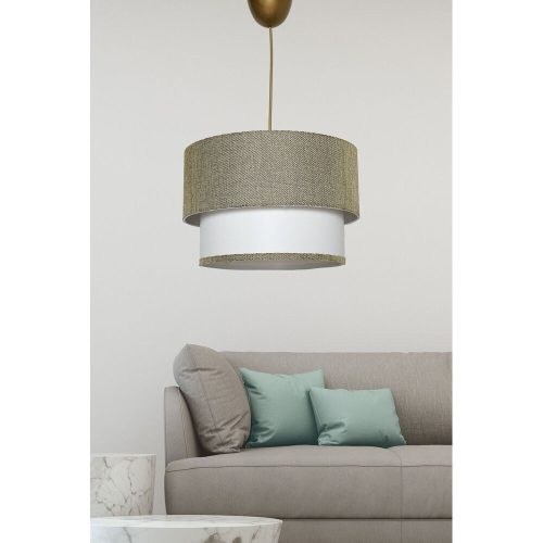 Elegáns zöld-fehér csillár, fém test, 65 cm magas, CE minősítésű, E27 Socket Max 40W, Stílusos pamut sapka 30x30 cm | Modern terekbe tökéletes