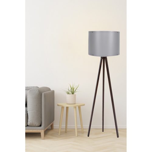 Skandináv állólámpa, szürke és dió, 145 cm Magasság | MDF ház, E27 aljzat, 40W Max | Stílusos kialakítás 200 cm-es kábellel és be-/kikapcsolóval | CE tanúsítvánnyal rendelkezik