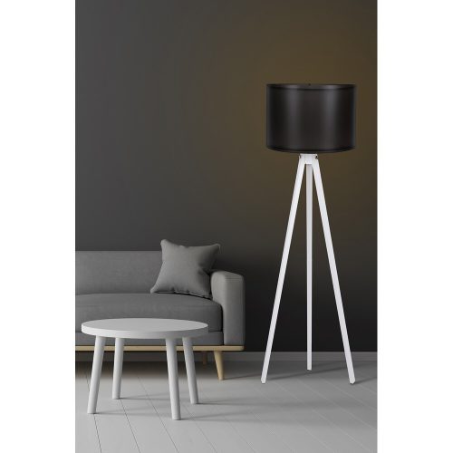 Skandináv állólámpa, fekete-fehér, 145 cm Magasság | MDF ház, E27 aljzat, 40W Max | Stílusos kialakítás be-/kikapcsolóval, CE minősítéssel