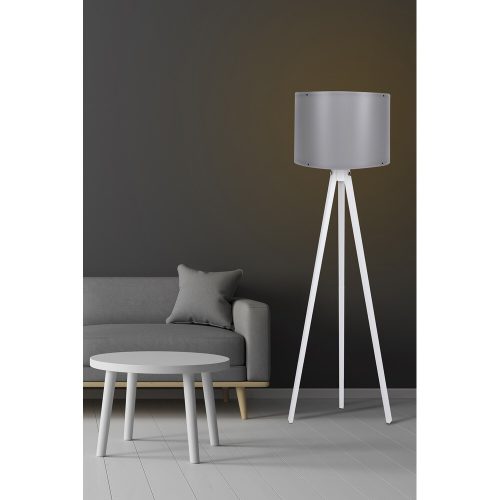 Skandináv állólámpa, szürke-fehér, 145 cm Magasság | MDF ház, E27 aljzat, 40W Max | Stílusos kialakítás 200 cm-es kábellel és be-/kikapcsolóval | CE tanúsítvánnyal rendelkezik