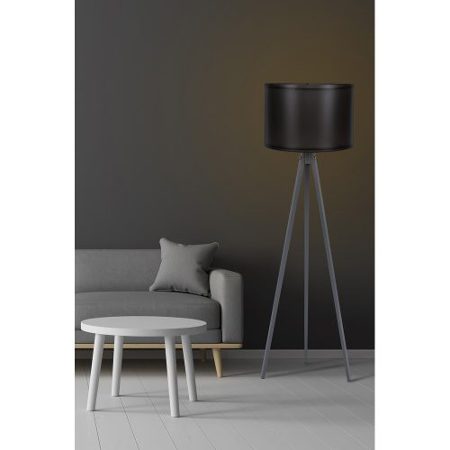 Ipari skandináv állólámpa, fekete-szürke, 145 cm magas | MDF ház, polipropilén kupak, E27 foglalat, CE minősítés | Stílusos világítás modern terekbe