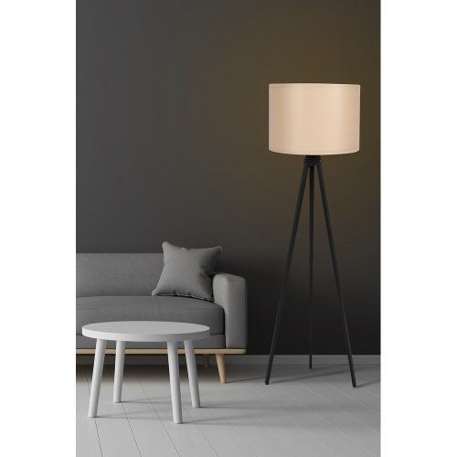 Skandináv állólámpa, krém és fekete, 145 cm Magasság | MDF ház, E27 aljzat, 40W Max | Stílusos kialakítás be-/kikapcsolóval, tökéletes modern terekbe