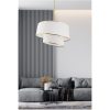 Elegáns fém csillár szövet sapkával, fehér és arany, 70 cm magasság | CE tanúsítvánnyal rendelkező, E27-es aljzat, tökéletes modern lakóterekbe és étkezőkbe