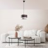 Stílusos csillár fém testtel, antracit és ezüst, 65 cm magasság | CE minősítésű, E27 foglalat, 30 cm átmérőjű pamut sapka | Modern dekorációhoz tökéletes