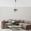 Stílusos fém csillár, szürke és ezüst, 65 cm magasság | CE minősítésű, E27 foglalat, 30 cm átmérőjű pamut sapka | Tökéletes modern lakóterekbe