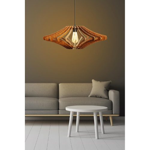 Elegáns skandináv Big Angel csillár, dió színű, 22 cm sapka hossza, 59 cm átmérő, állítható kábel, E27 aljzat, max 40W | Stílusos világítás modern terekbe