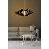 Elegáns fekete nagy angyal csillár, MDF test, 22 cm sapka hossz, 59 cm átmérő, állítható kábel, E27 Max 40W | Skandináv design modern terekhez