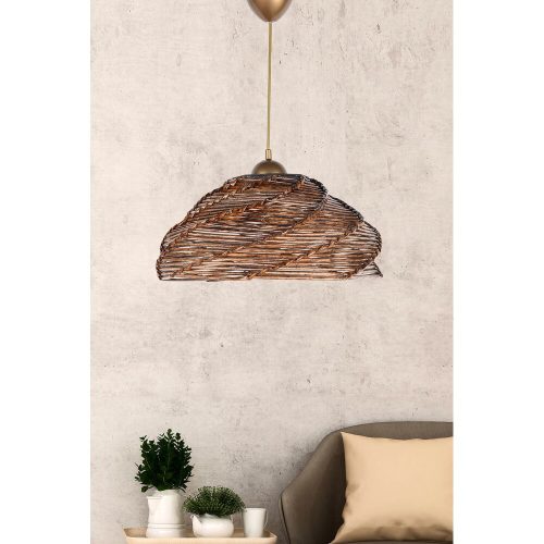 Elegáns fából készült csillár bambuszutánzattal, régies felülettel, 65 cm magas, CE minősítéssel, E27 foglalattal, stílusos lakberendezéshez tökéletes
